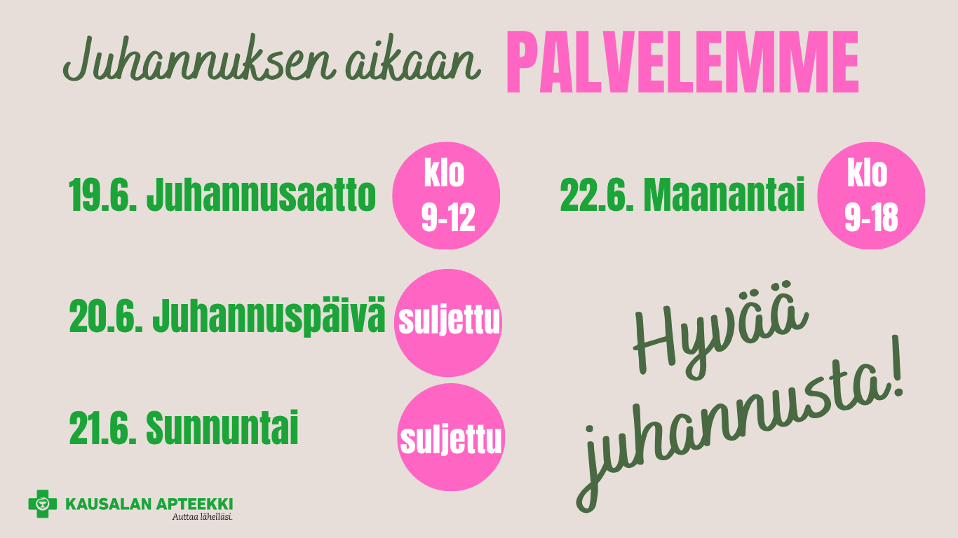 Juhannuksen aukioloajat